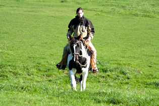 Reitunterricht auf der Wiese